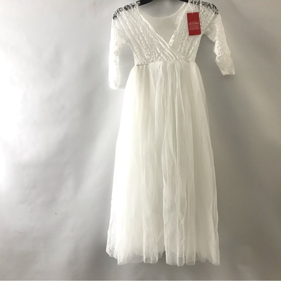 2Bunnies Other - 2Bunnies 9-10 Years Lace White A-Line Straight Tutu Tulle Party Flower Girl Maxi